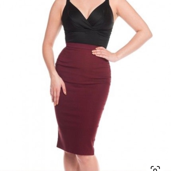Dixiefried by pin-up couture burgundy pencil skirt - Picture 1 of 2